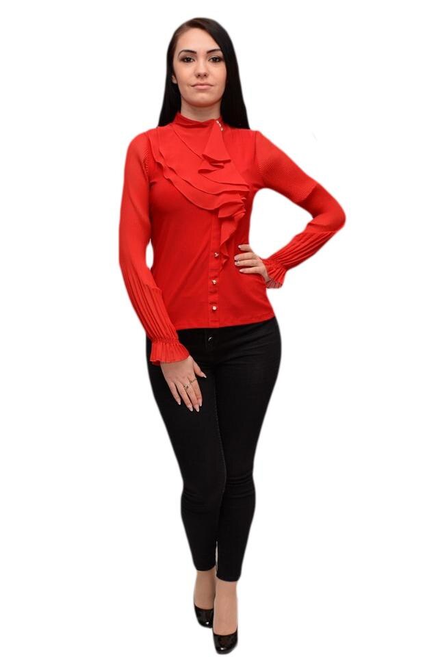 Bluza eleganta, model de volane chic, D&J EXclusive, Rosu