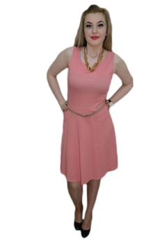 Rochie casual, fara maneci, cu curea subtire in talie ,D&J Exclusive, Corai Rochie casual, fara maneci, cu curea subtire in talie ,D&J Exclusive, Corai
