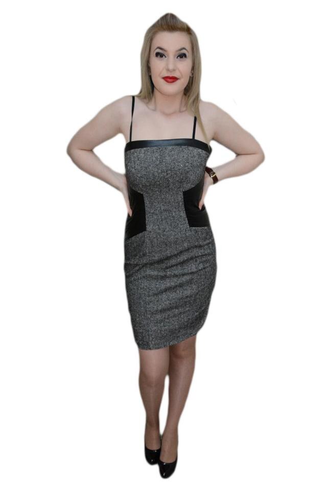 Rochie casual cu bretele subtiri, D&J Exclusive, Gri