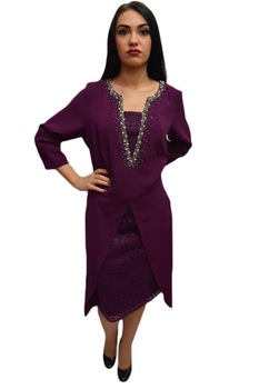 Rochie feminina cu strasuri si dantela aplicata, D&J Exclusive, Mov Rochie feminina cu strasuri si dantela aplicata, D&J Exclusive, Mov