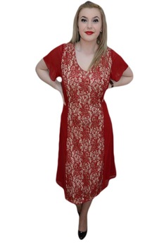 Rochie de ocazie, cu insertie de dantela, D&J Exclusive, Marsala Rochie de ocazie, cu insertie de dantela, D&J Exclusive, Marsala