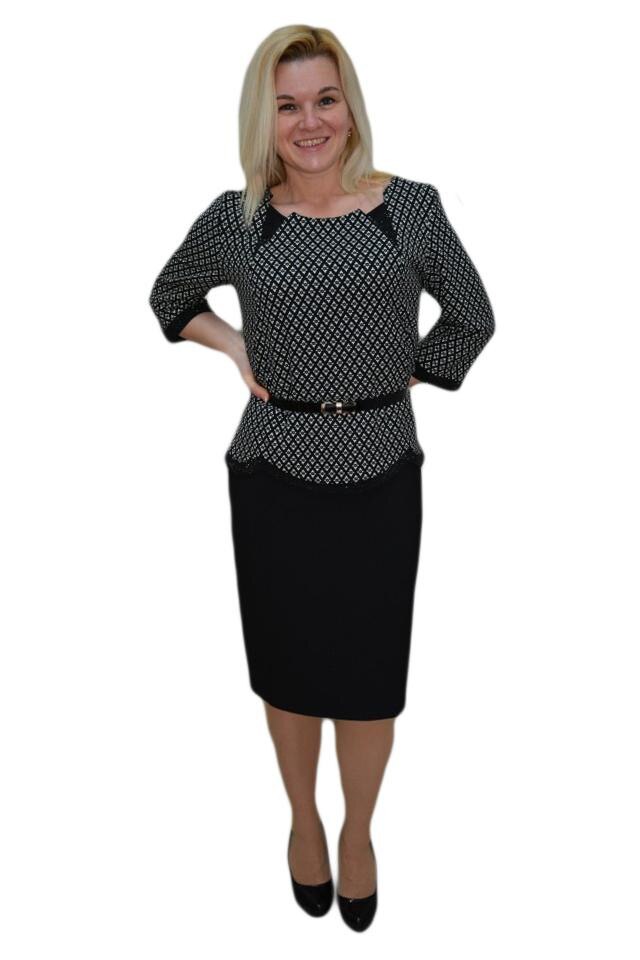 Rochie chic tip costum , D&J Exclusive, Negru/Alb