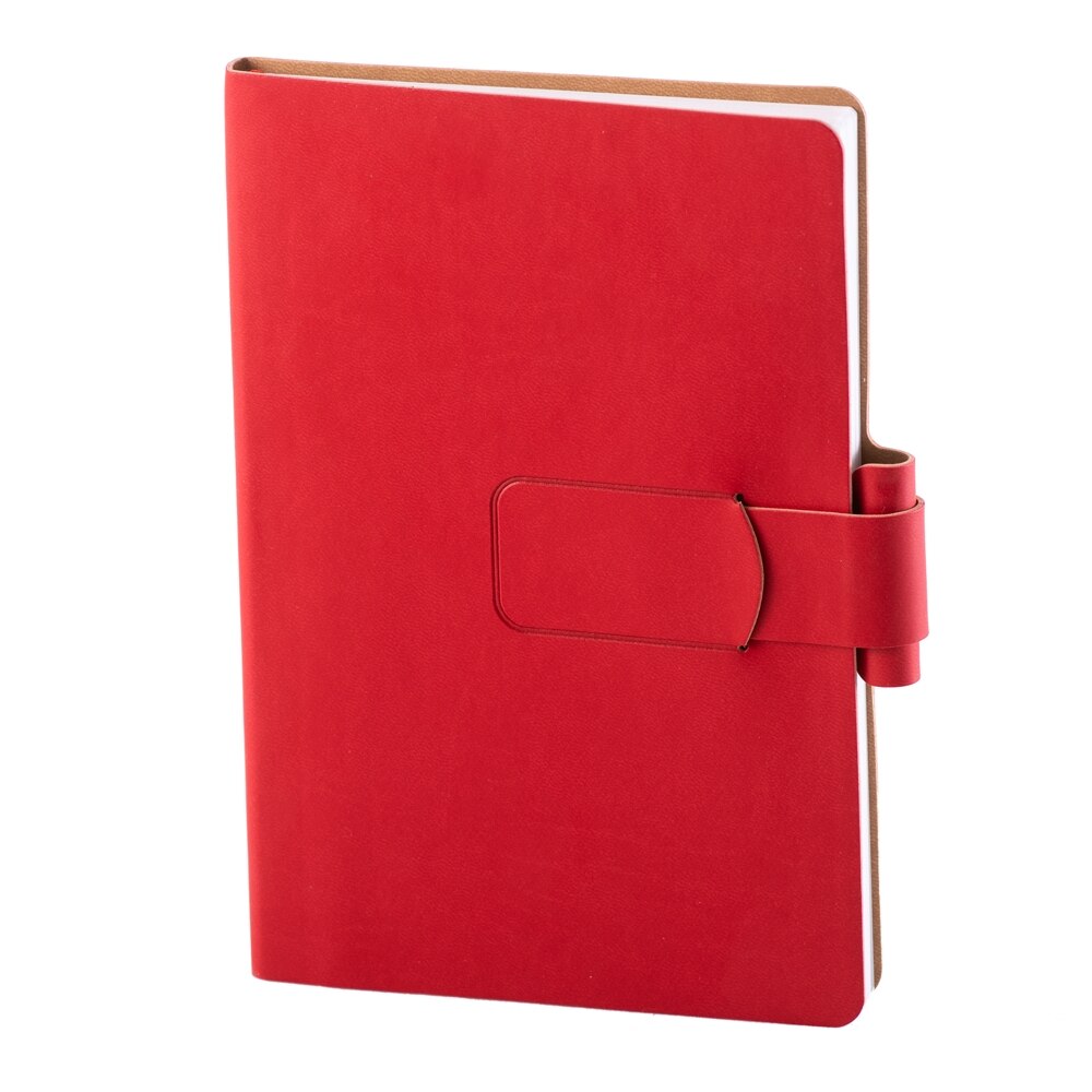 Notes Ravelo, piele, A5, liniat alb,rosu