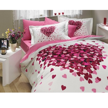 Lenjerie de pat bumbac Hobby JUANA PINK, pentru 2 persoane, lenjerie pat dublu, 4 piese, 200x220 / 50x70, 100% bumbac Lenjerie de pat bumbac Hobby JUANA PINK, pentru 2 persoane, lenjerie pat dublu, 4 piese, 200x220 / 50x70, 100% bumbac