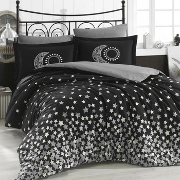 Lenjerie de pat bumbac Hobby STARS BLACK pentru 2 persoane, lenjerie pat dublu, 4 piese, 200x220 / 50x70, 100% bumbac poplin Lenjerie de pat bumbac Hobby STARS BLACK pentru 2 persoane, lenjerie pat dublu, 4 piese, 200x220 / 50x70, 100% bumbac poplin
