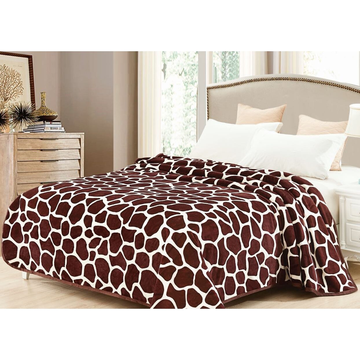 Patura Cocolino moale, maro, cu model, punga cadou 200X230cm