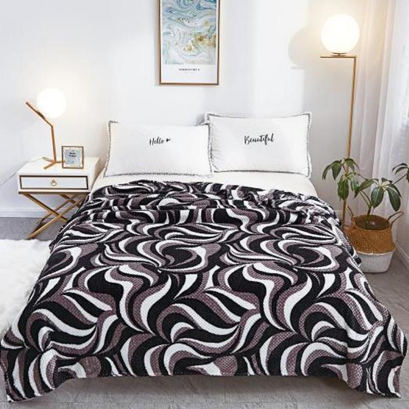 Patura Cocolino moale, cu model, punga cadou 200X230cm gri