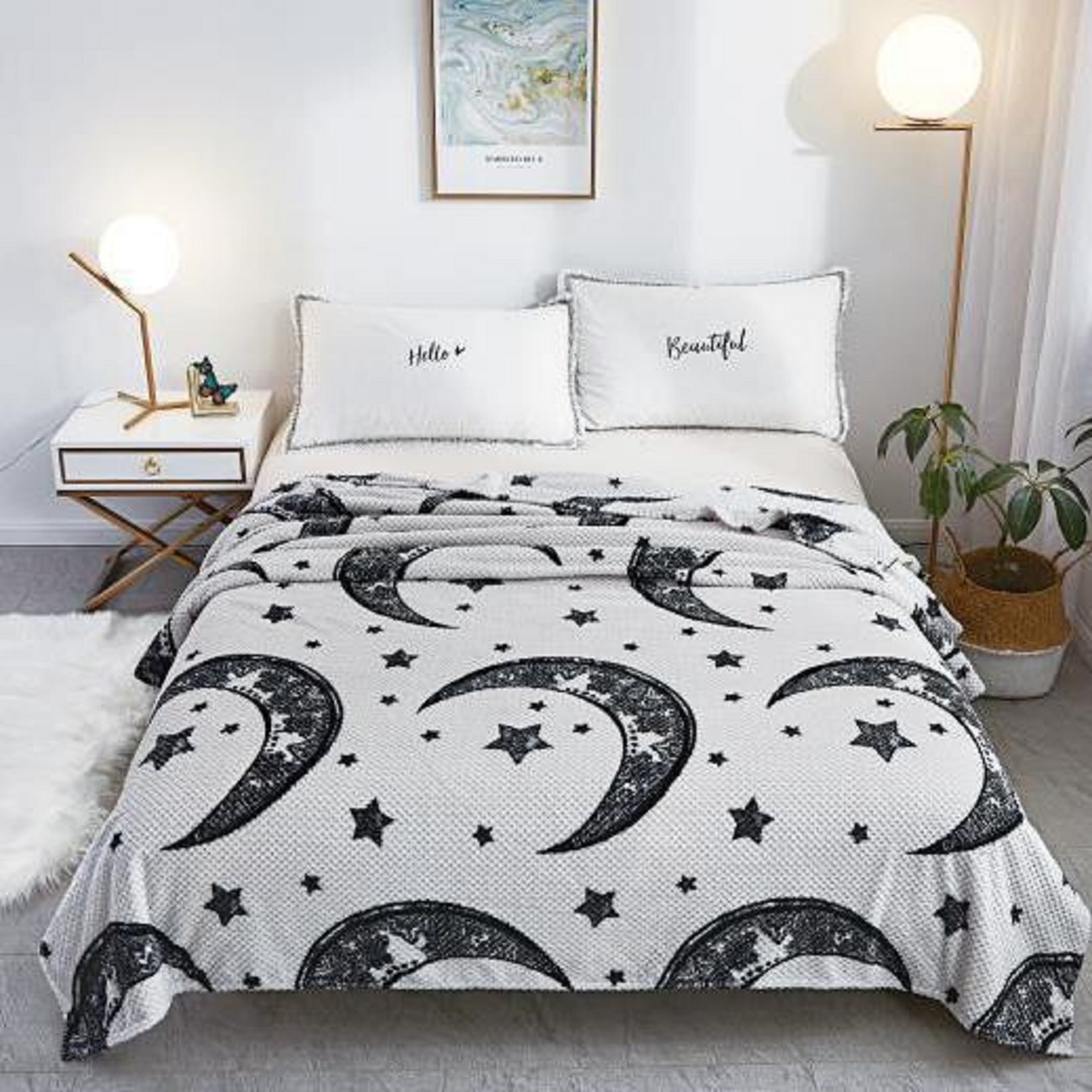 Patura Cocolino moale, decupata, negru, cu model, punga cadou 200X230cm