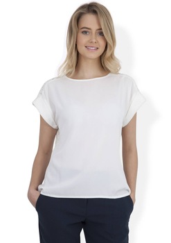 Bluza de dama crem, ROH, cu maneci scurte Bluza de dama crem, ROH, cu maneci scurte