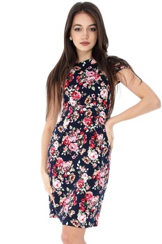 Rochie Bleumarin, Roh, imprimeu floral, 38 Rochie Bleumarin, Roh, imprimeu floral, 38