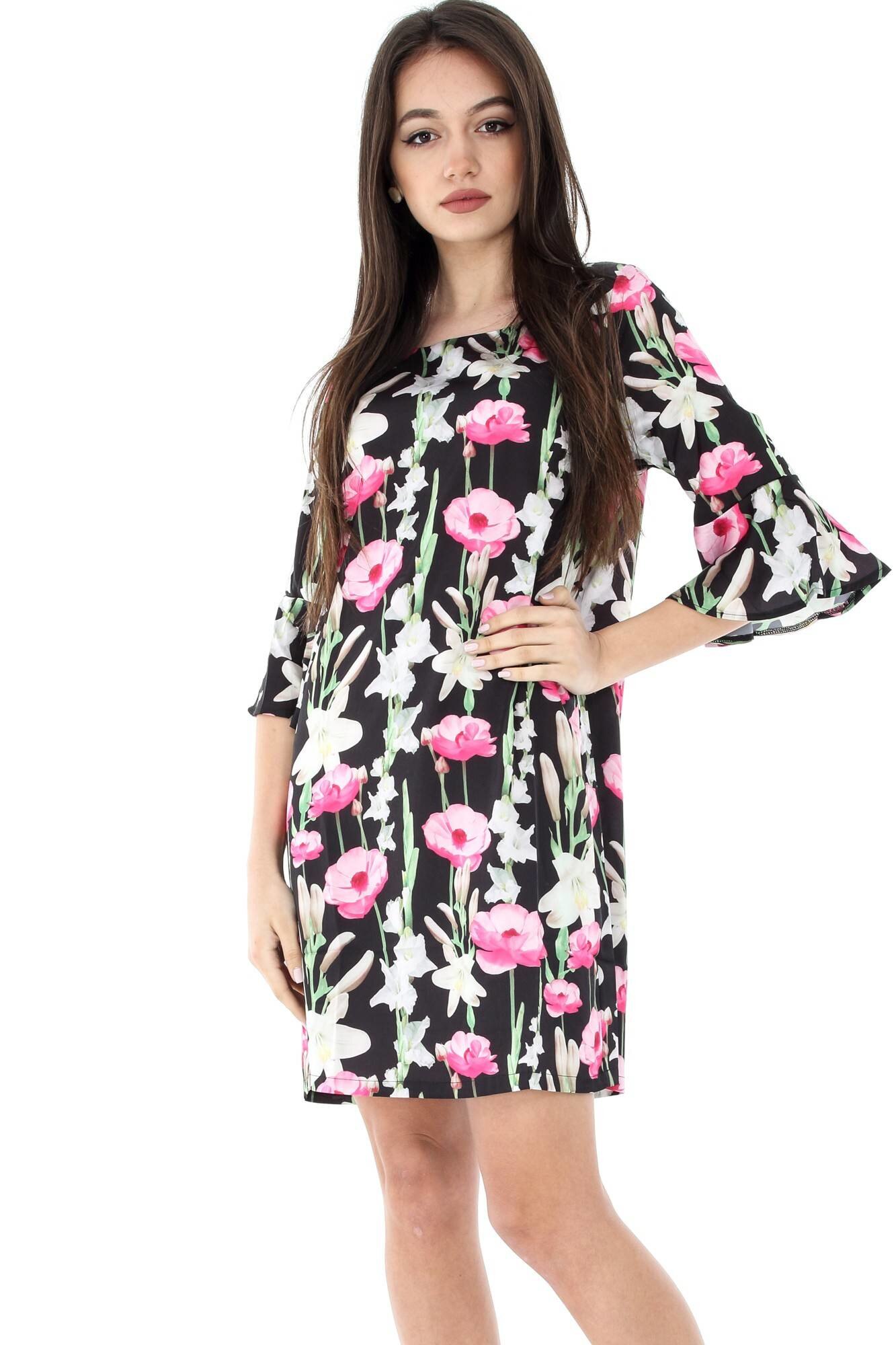 Rochie cu imprimeu floral, Roh, lejera