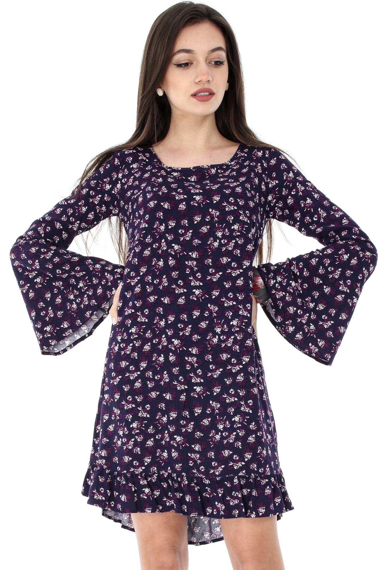 Tunica mov, ROH, cu imprimeu multicolor