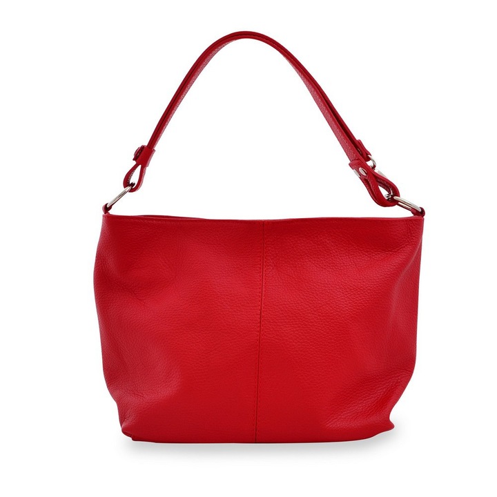 Geanta casual Pure Morning, de dama, piele naturala, culoare rosie