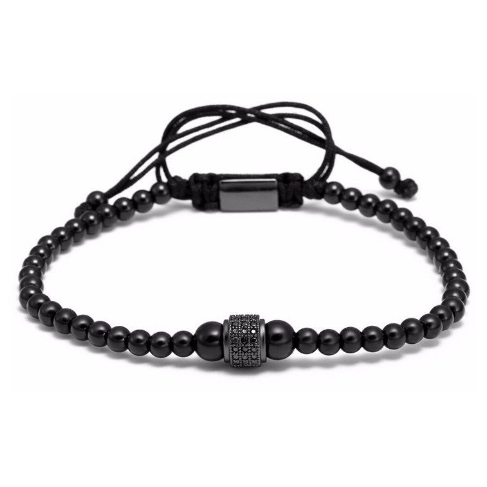 Bratara Brooks Men Black Zircon Cilinder,Ajustabila