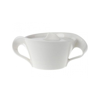 Zaharnita din portelan cu capac, Newwave, capacitate 260 ml, alb Zaharnita din portelan cu capac, Newwave, capacitate 260 ml, alb