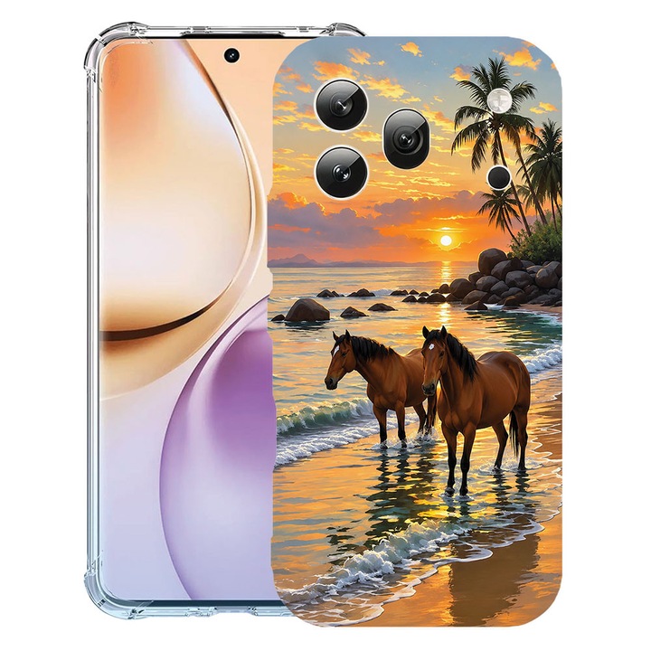 BestCase® Husa Anti Shock Compatibila cu Honor 600 Pro, Horses at sunset, Protectie avansata, 3159971 AS 2201