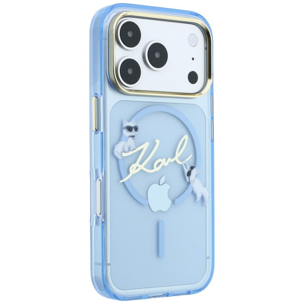 Husa Karl Lagerfeld Script Logo cu MagSafe compatibila cu iPhone 18 Pro / 17 Pro, Albastru