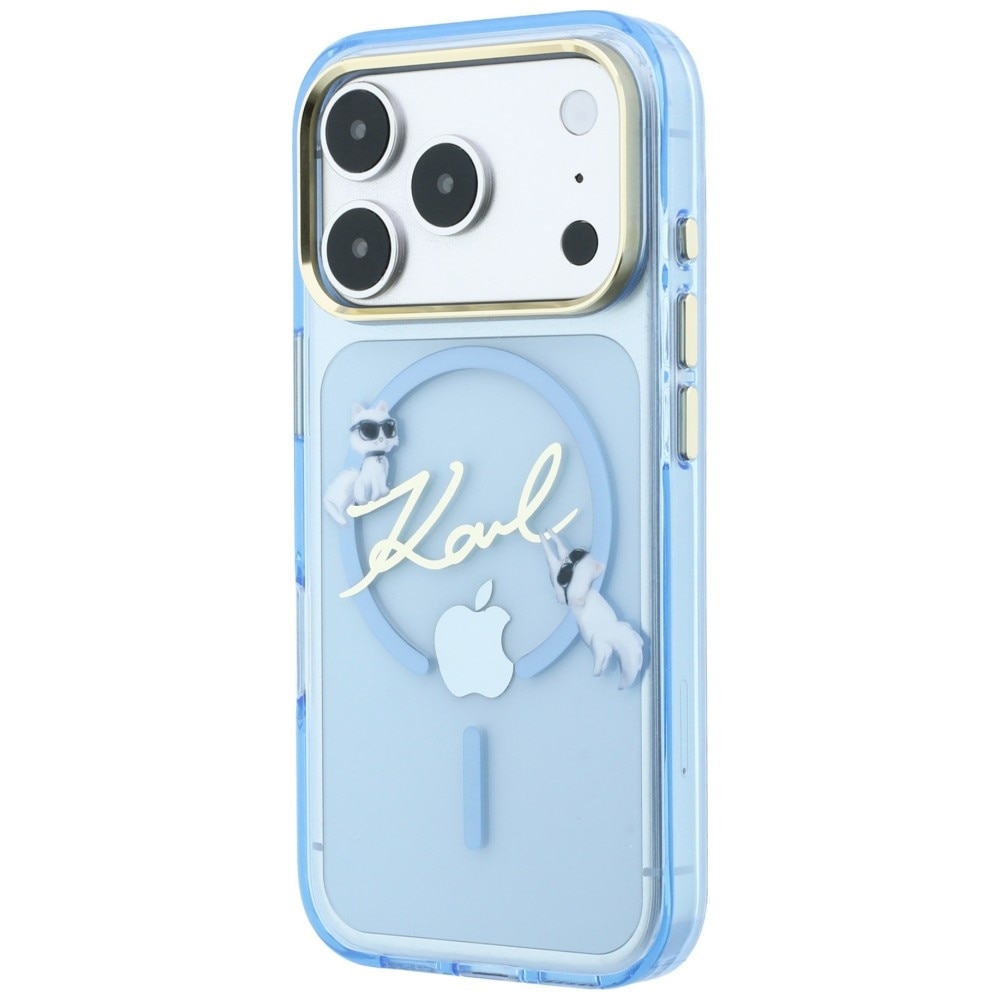 Husa Karl Lagerfeld Script Logo cu MagSafe compatibila cu iPhone 18 Pro / 17 Pro, Albastru