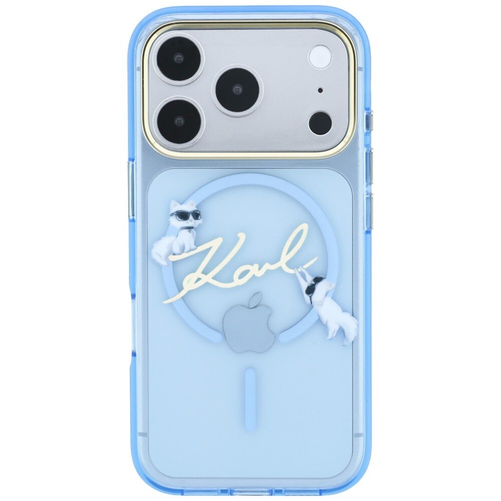 Husa Karl Lagerfeld Script Logo cu MagSafe compatibila cu iPhone 18 Pro / 17 Pro, Albastru