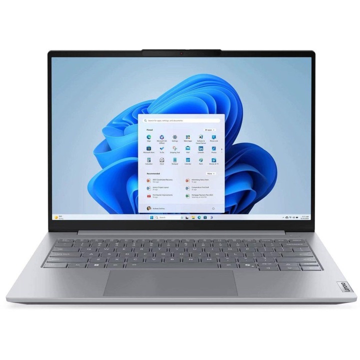 Laptop Lenovo ThinkBook 14 G8 IAL 14, 14 inch 1920 x 1200, Intel Core 3 100U 6 C / 8 T, 1.2 GHz - 4.7 GHz, 10 MB Intel Smart Cache cache, 15 W, 16 GB DDR5, 256 GB SSD, Intel Intel Graphics, Windows 11 Pro, Tastatura US International, Arctic Grey