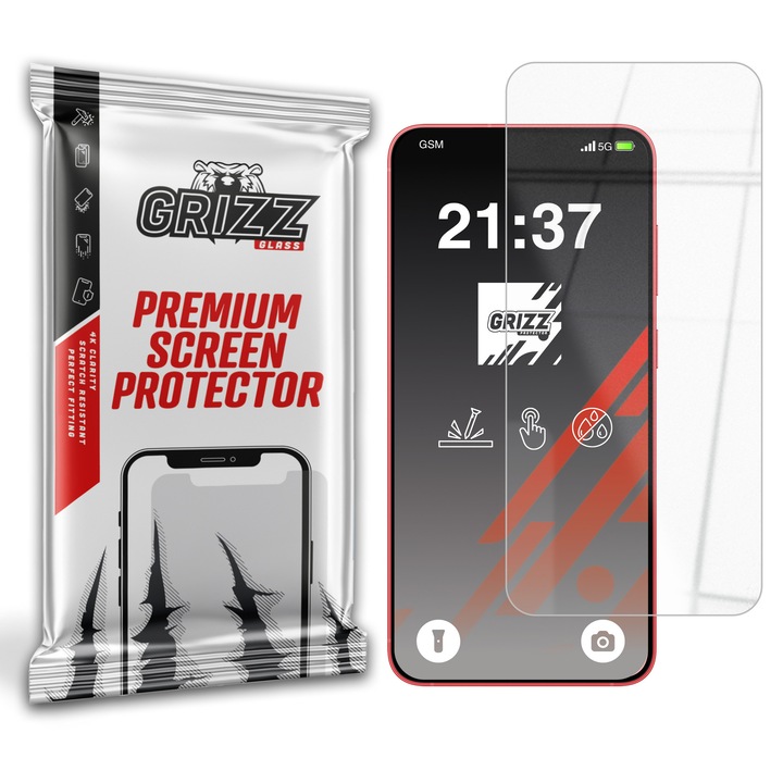Folie sticla hibrid GrizzGlass HybridGlass compatibila cu Poco F9 Ultra, Transparent