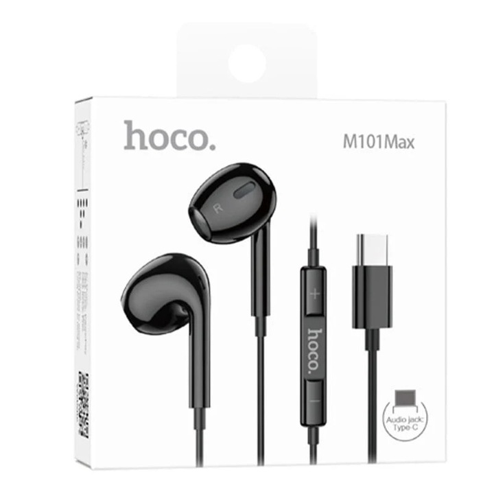 Casti cu Fir, In Ear, USB-C, 1.2m cablu, Digital Mic, Black