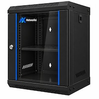 Dulap rack AXNetworks 12U 530x400 mm montat pe perete, negru, cabinet pentru echipamente de retea si telecomunicatii