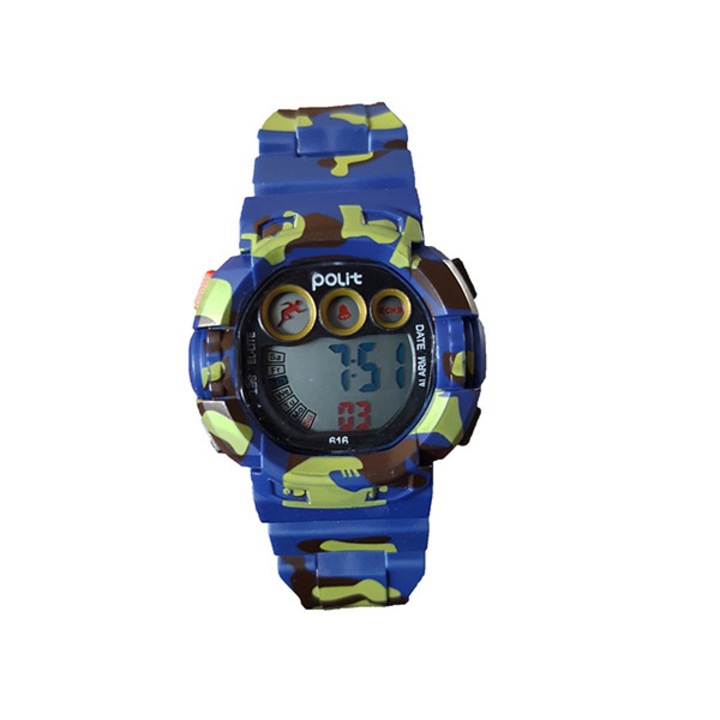 Gyermekóra, Elektronikus kijelző, Stopper, Dátum, Riasztó/F1, Vízálló, Kék/zöld, Salamandra Kids