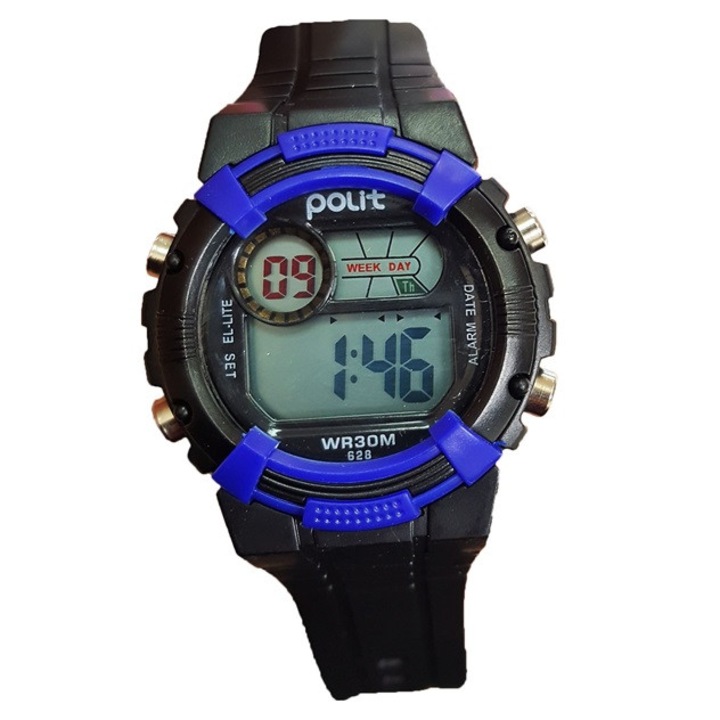 Sportóra gyerekeknek LED-del, fekete/kék