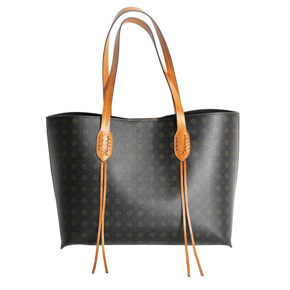 Geanta Dama Canvas si Piele Naturala, Maro Inchis