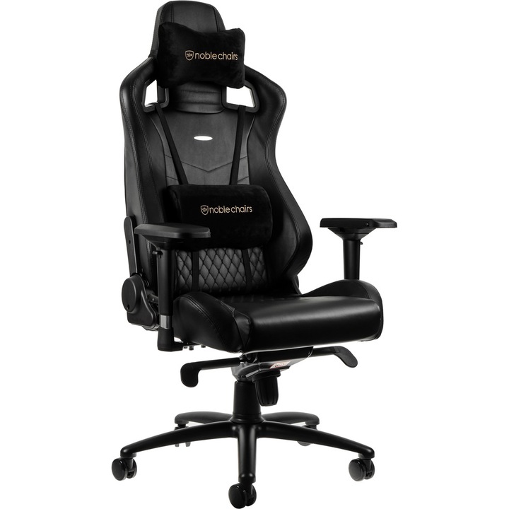 Scaun gaming NobleChairs Epic Real Leather, Black