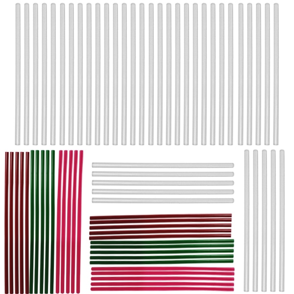 Pachet - 40 x Batoane silicon, Transparent, Baghete pentru pistol electric prin topire, 11mm x 30cm + 30 x Baghete multicolore, 7mm x 25cm (Rosu, Verde, Roz)
