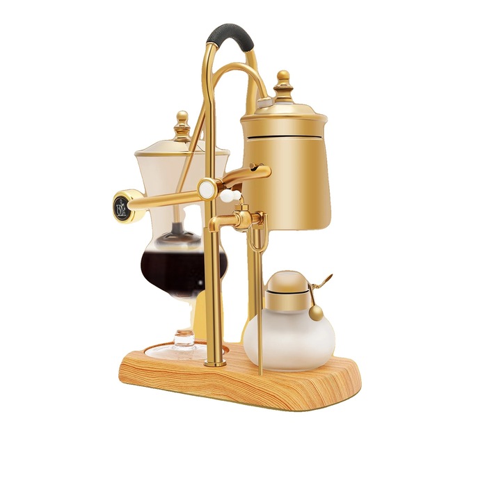 Aparat pentru cafea sifon Balance, sticla borosilicata si otel inoxidabil, capacitate 400 ml, electroplacat auriu, manual, 23.5x12x38 cm, cod 8785373435018