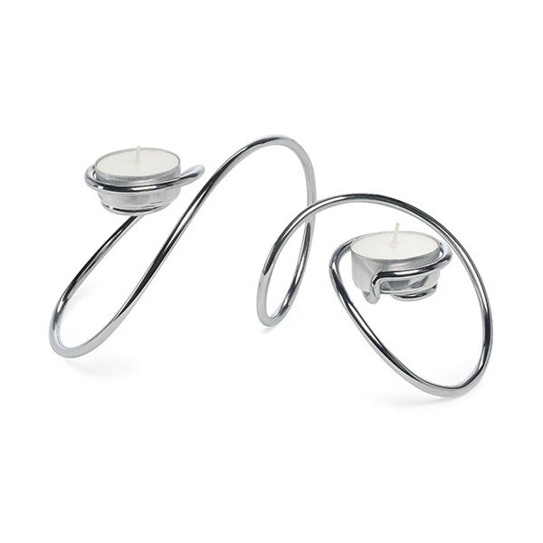 Suport lumanari T-Loop, din otel cromat, argintiu, Black + Blum by iLUX