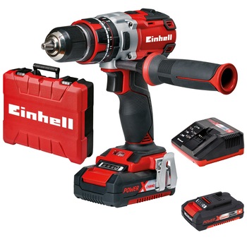 Masina de gaurit si insurubat (bormasina) pe acumulatori, Einhell Power X-Change TE-CD 18 Li-i BL (2x2,0Ah), brushless,18 V, 60 Nm Masina de gaurit si insurubat (bormasina) pe acumulatori, Einhell Power X-Change TE-CD 18 Li-i BL (2x2,0Ah), brushless,18 V, 60 Nm