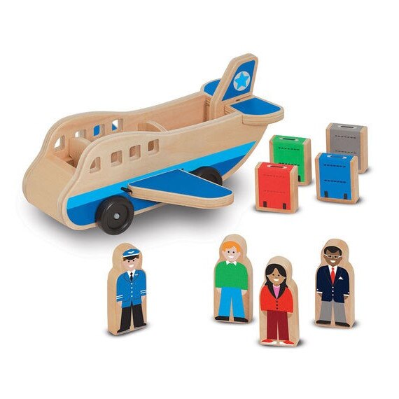 Set de joaca Avion cu pasageri Melissa and Doug, lemn