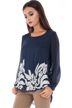 Bluza de dama bleumarin, ROH, delicata, cu paiete , M Bluza de dama bleumarin, ROH, delicata, cu paiete , M