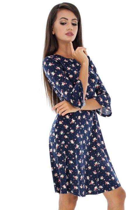 Rochie albastra, ROH, din Jersey, cu maneci lungi, 40