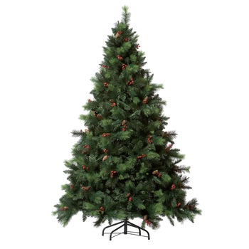 Brad artificial premium Kring Phoenix, PP/PVC, ace 3D/2D, cu conuri si merisoare, 270 cm, Verde Brad artificial premium Kring Phoenix, PP/PVC, ace 3D/2D, cu conuri si merisoare, 270 cm, Verde