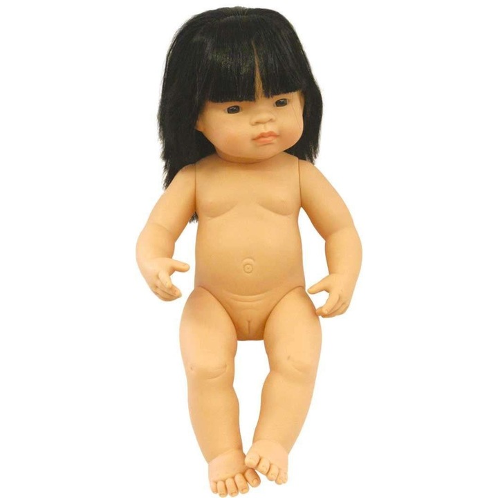 Hajas baba, 38 cm, ruha nélkül, ázsiai lány