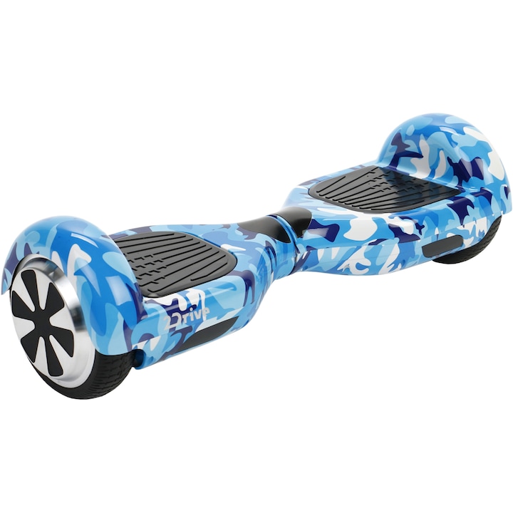 Hoverboard 2Drive, roti 6.5", autonomie 15 km, viteza 10 km/h, putere motoare 500W (2 x 250), Bluetooth, difuzoare, geanta transport inclusa, Grafitti albastru