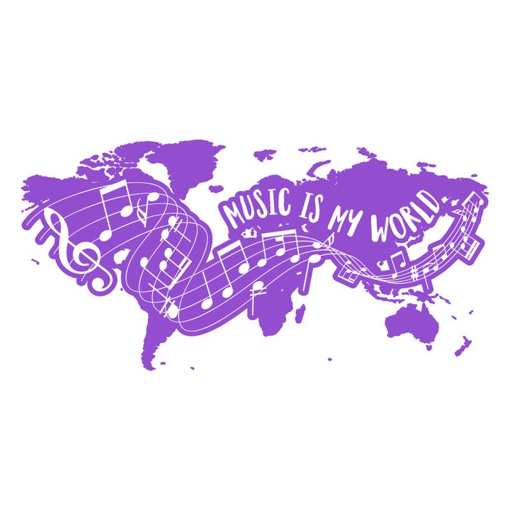 Sticker Decorativ - SMAER - Music is My World - 60cm x 30cm - Violet