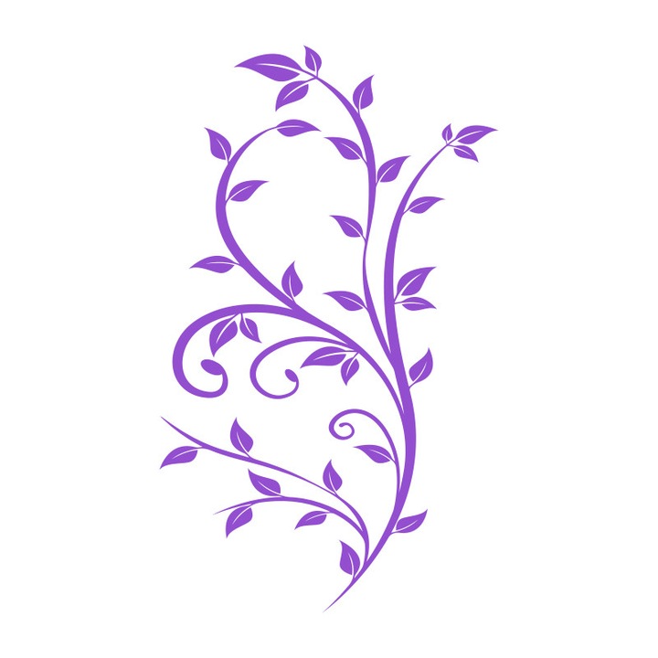 Sticker Decorativ - SMAER - Creanga cu Frunze - 60cm x 30cm - Violet