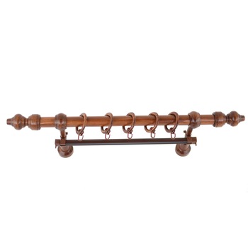 Galerie din lemn strunjit pentru perdele,Nuc,160 cm + Sina ''U'' 150 cm Maro,accesorii incluse Galerie din lemn strunjit pentru perdele,Nuc,160 cm + Sina ''U'' 150 cm Maro,accesorii incluse