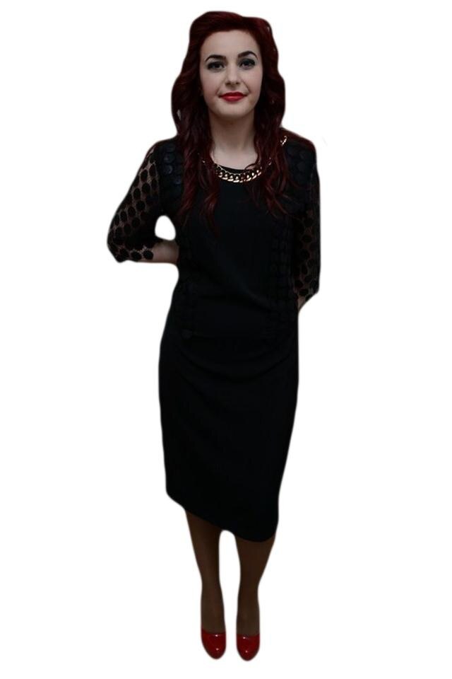 Rochie chic,design modern cu buline, D&J Exclusive, Negru