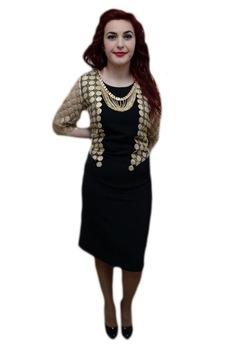 Rochie chic,design modern cu buline, D&J Exclusive, Negru/Auriu Rochie chic,design modern cu buline, D&J Exclusive, Negru/Auriu