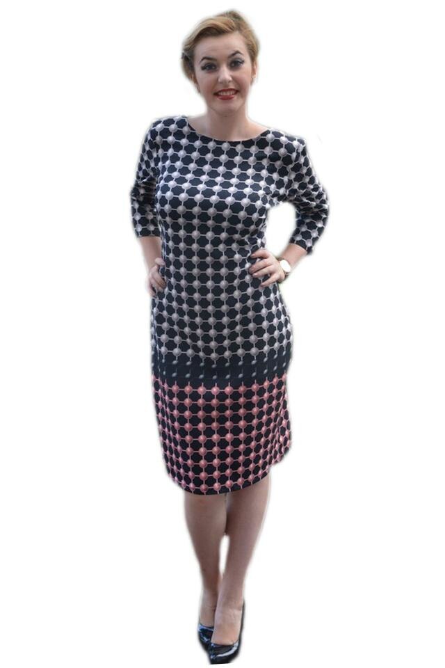 Rochie trendy cu croi clasic, cu buline, D&J Exclusive, Negru/Crem