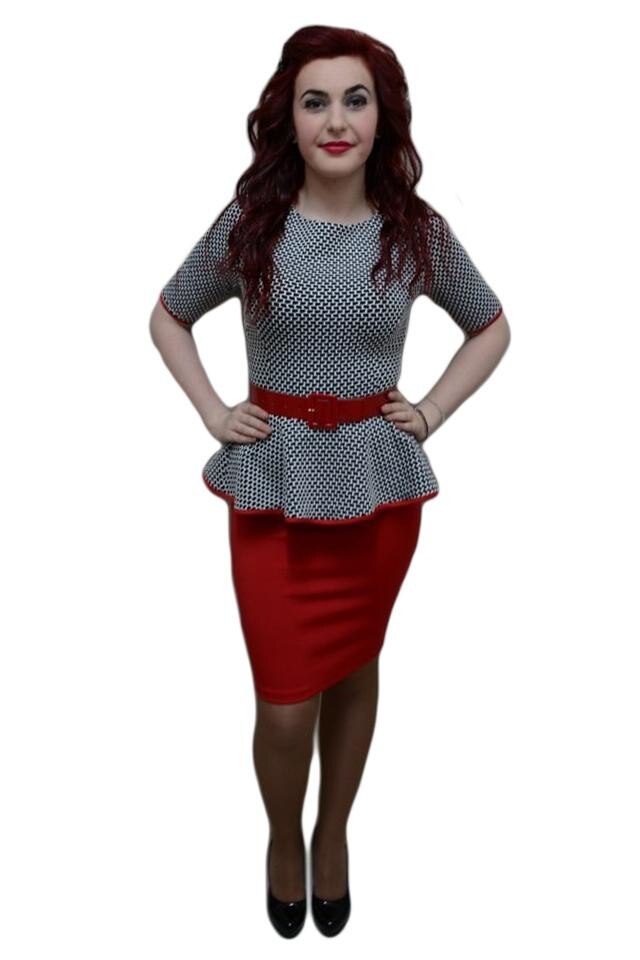 Rochie eleganta, D&J Exclusive, Rosu/Negru