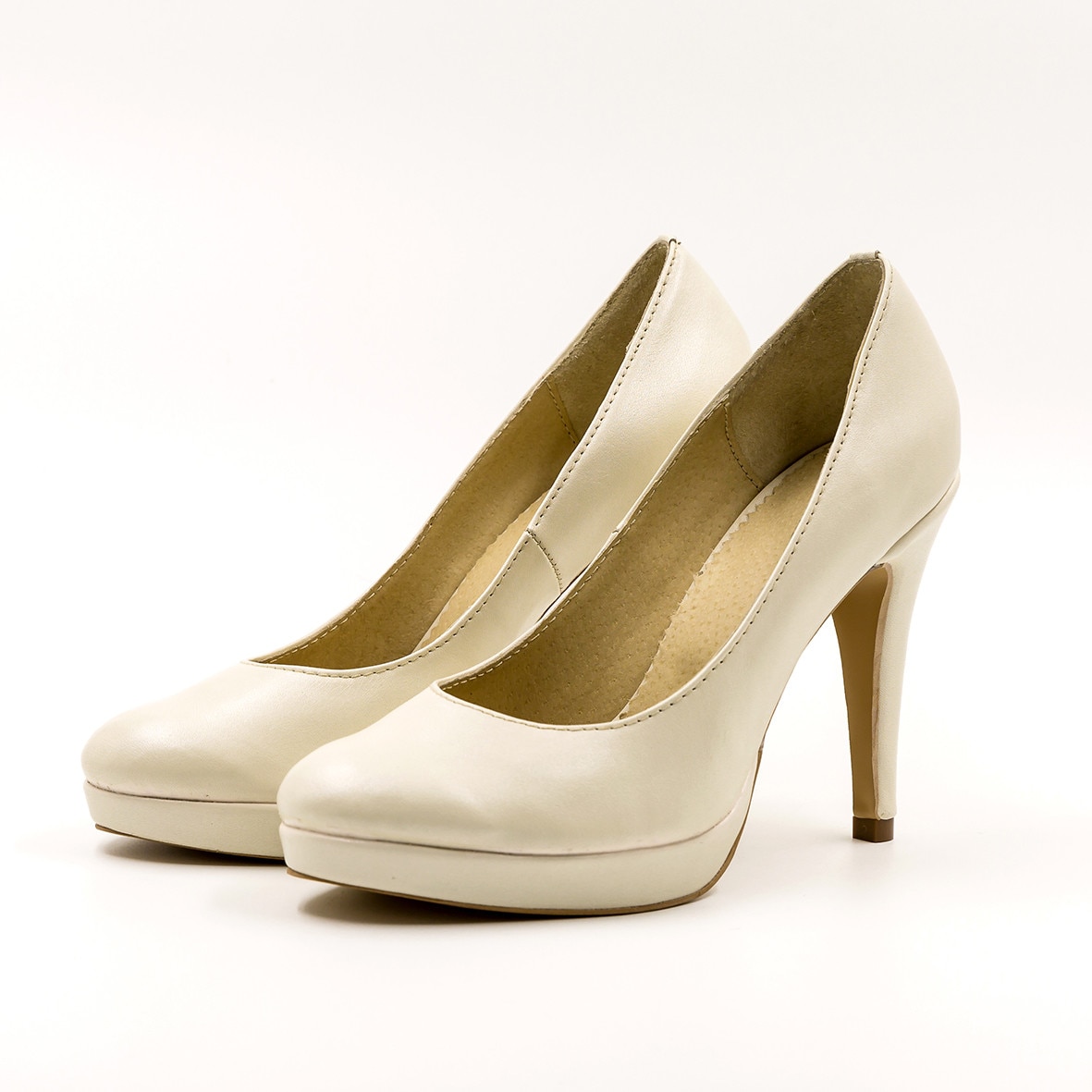 Pantofi mireasa Clasic-TUNGUS, piele naturala bej sidef