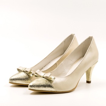 Pantofi mireasa Elegant-TUNGUS, piele naturala bej sidef Pantofi mireasa Elegant-TUNGUS, piele naturala bej sidef
